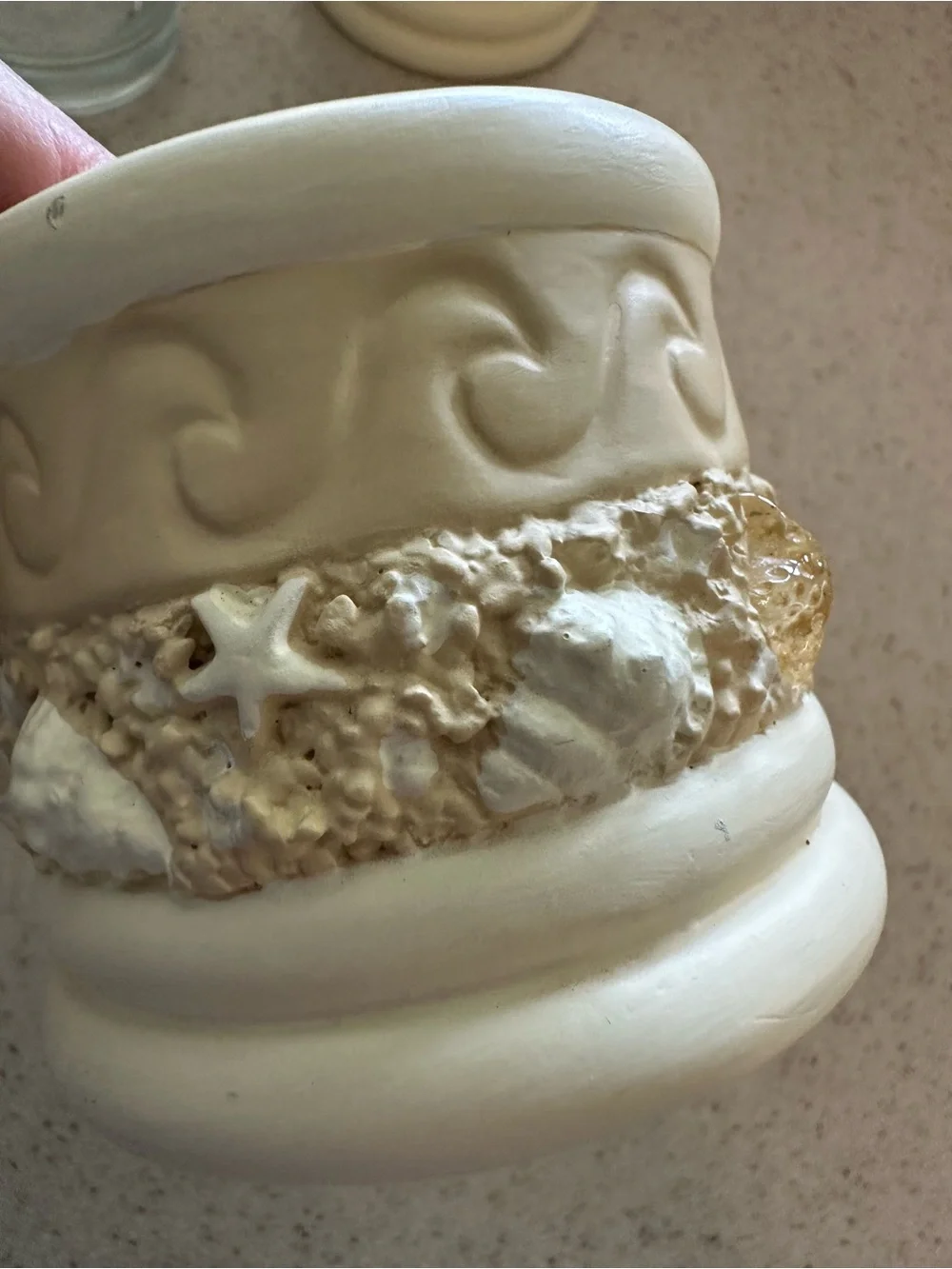Neutral Beach Shell Accent Toothbrush Holder and Tumbler Set